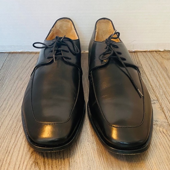 Designer, Italy, Mens Black Leather Dress Shoes, 9.5. main image 5